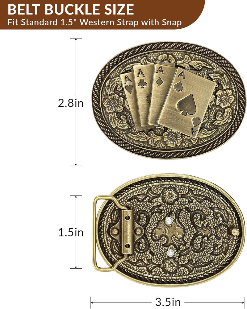 Sansths Western Belt Buckle for Men Women, Vintage Cowboy Cowgirl Texas Rodeo Longhorn Bull, Goat, Poker and Horse - Image 2